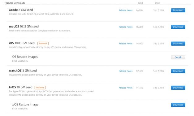 نسخه نهایی تمام سیستم عامل های اپل برای توسعه دهندگان منتشر شد