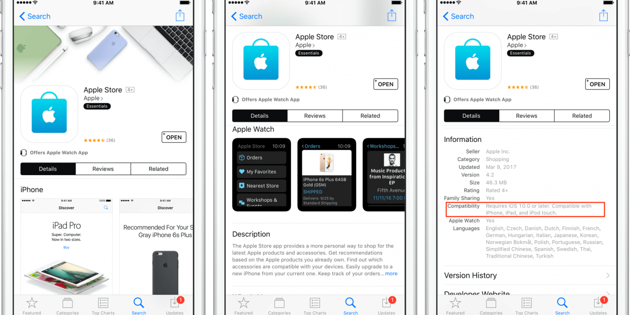 اپل استور فقط با iOS 10.0 یا بالاتر کار می کند