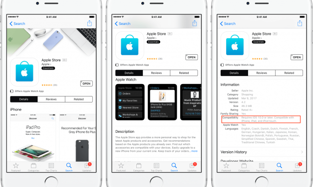 اپل استور فقط با iOS 10.0 یا بالاتر کار می کند